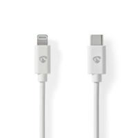 Nedis Lightning Kabel | USB 2.0 | Apple Lightning 8-Pins | USB-C Male | 480 Mbps | Vernikkeld | 2.00 m | Rond | PVC | Wit | Label - CCGL39650WT20 - thumbnail