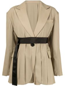 sacai blazer plissé à simple boutonnage - Tons neutres