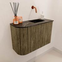 Toiletmeubel Mondiaz Joya Dlux | 61.6 cm | Meubelkleur Dusk | Faye wastafel Lava Wasbak Rechts | Zonder kraangat(en)