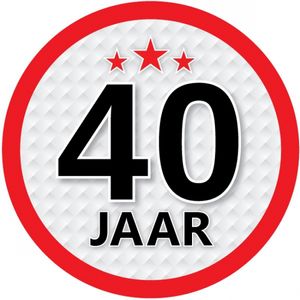 15x stuks 40 jaar leeftijd sticker rond 15 cm verjaardag versiering