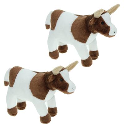 Cornelissen Pluche knuffel dier Koe - Set van 2x stuks - bruin/wit - 23 cm - Boerderij dieren Cornelissen Pluche knuffel dier Koe - Set van 2x stuks - bruin/wit - 23 cm - Boerderij dieren