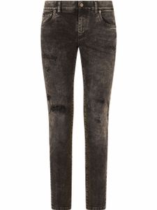 Dolce & Gabbana jean slim à effet usé - Gris