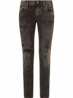 Dolce & Gabbana jean slim à effet usé - Gris