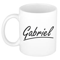 Gabriel Naam koffiemok - beker - met sierlijke letters - wit - 300 ml - Cadeau - Heren
