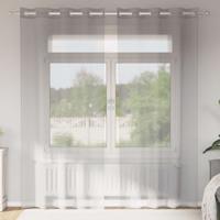 Gordijnen voile met doorvoertules 2 st 140x225 cm lichtgrijs