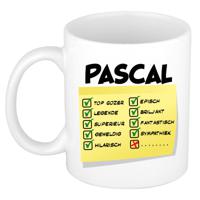 Naam mok Pascal - wit - top gozer - keramiek - 300 ml - cadeau collega beker - thumbnail