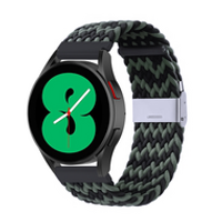Braided nylon bandje - Groen / zwart - Huawei Watch GT 2 / GT 3 / GT 4 - 46mm - thumbnail