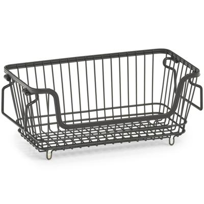 Zeller opberg draadmand - zwart - 32 x 16 x 14 cm - stapelbaar - metaal - kastmand
