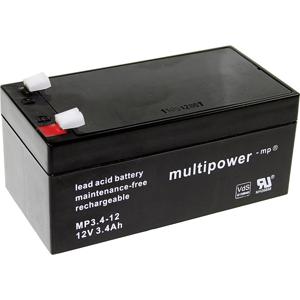 multipower PB-12-3,4-4,8 Loodaccu 12 V 3.4 Ah Loodvlies (AGM) (b x h x d) 134 x 66.5 x 67 mm Kabelschoen 4.8 mm Onderhoudsvrij, Geringe zelfontlading,