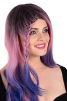 Pruik Rebecca lang met vlechten en krullen