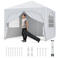 3 x 3 M Paviljoen met 4 Afneembare Zijwanden Tuinzelt incl. Rolltas 8 Haringen 4 Ankers Wit