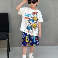 Boys' Cartoon Bear Print Short Sleeve Shirt and Shorts Set Multicolor / 4Y