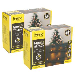 Kerstverlichting - set van 2x st- warm wit - 14 m - 192 leds -zwart snoer - op batterij