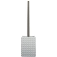 MSV Toiletborstel houder Kubik - kunststeen - wit/zilver - 37 cm   -