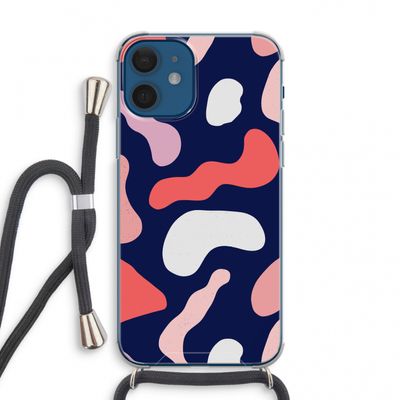 Memphis Shapes Pink: iPhone 12 mini Transparant Hoesje met koord