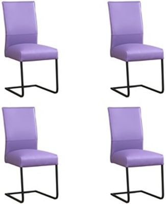 Set van 4 Lichtpaarse leren Remix - poot vierkant zwart - Toledo Leer Lila (lichtpaars leer)