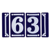 Best for Boots huisnummer 63 - met sierrand - Oudhollands - emaille - blauw/wit