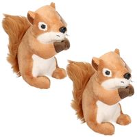 Set van 2x stuks eekhoorn pluche zachte knuffel 14 cm - Knuffel bosdieren - thumbnail