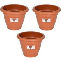 Set van 3x stuks terra cotta kleur ronde plantenpot/bloempot kunststof diameter 20 cm