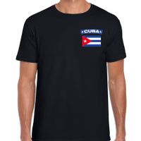 Cuba t-shirt met vlag zwart op borst voor heren