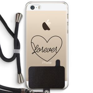 Forever heart black: iPhone 5 / 5S / SE Transparant Hoesje met koord