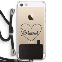 Forever heart black: iPhone 5 / 5S / SE Transparant Hoesje met koord