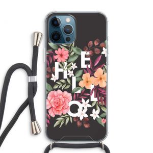 Hello in flowers: iPhone 12 Pro Max Transparant Hoesje met koord