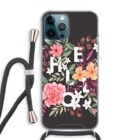 Hello in flowers: iPhone 12 Pro Max Transparant Hoesje met koord