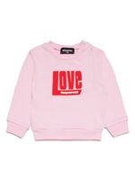 DSQUARED2 KIDS sweat en coton à slogan imprimé - Rose - thumbnail