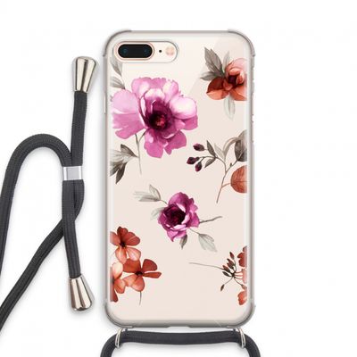 Geschilderde bloemen: iPhone 8 Plus Transparant Hoesje met koord