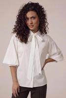 Tramontana Poplin Blouse Bow Detail O02-19-301 Blouse 001100-offwhite