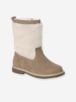 Gevoerde laarzen met rits voor meisjes uit de kleutercollectie taupe