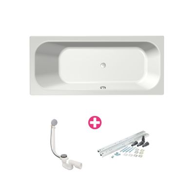 Ligbad Xenz Aruba | Inbouw | 190x80 cm | Incl.Badafvoer | Met overloop | Acryl | Glans wit