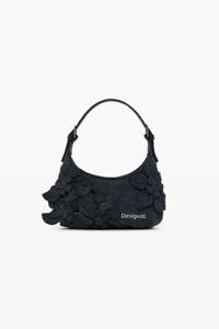 Kleine tas met bloemenapplicaties - BLACK - U