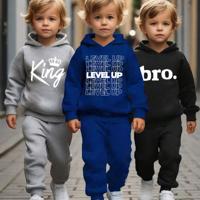 Boys 3-Piece Letter Print Hooded Sweatshirt and Sweatpants Set Multicolor-2 / 4Y