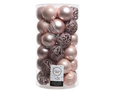 Kerstbal glans mix dia6cm poeder roze - Decoris