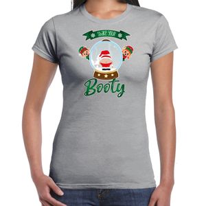 Fout kersttrui t-shirt voor dames - Kerstman sneeuwbol - grijs - Shake Your Booty