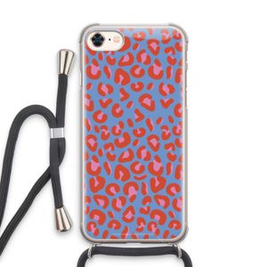 Leopard blue: iPhone 7 Transparant Hoesje met koord