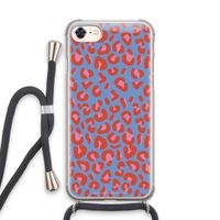 Leopard blue: iPhone 7 Transparant Hoesje met koord