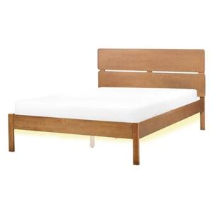 Beliani-BOISSET -Bed met LED-Lichthout-140 x 200 cm-Rubberhout