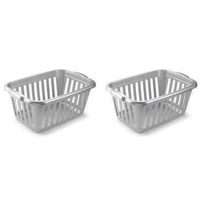 Wasmand - 3x stuks - grijs - kunststof - 40 liter - 60 x 40 x 26 cm - manden voor wasgoed - huishoud