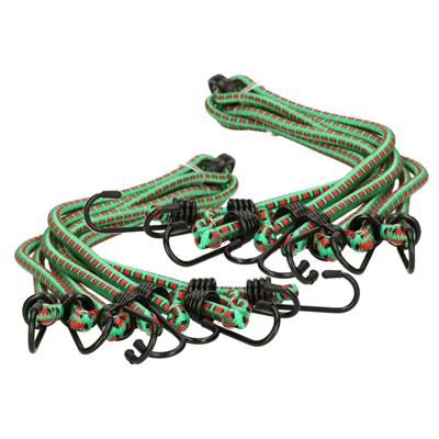 Bagage spin/spanelastiek voor fiets/auto - 2x - groen - 80 cm - rubber met 4 spinhaken