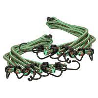 Bagage spin/spanelastiek voor fiets/auto - 2x - groen - 80 cm - rubber met 4 spinhaken