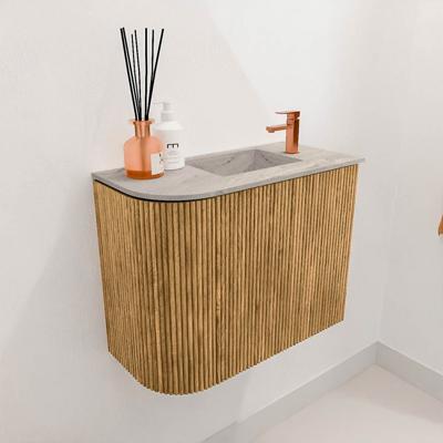 Toiletmeubel Mondiaz Joya Dlux | 51.6 cm | Meubelkleur Oak | Faye wastafel Glace Wasbak Rechts | 1 kraangat