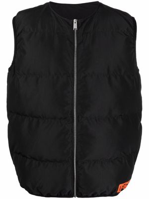 Heron Preston gilet matelassé à bande logo - Noir
