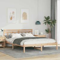 Bedframe met hoofdeinde Bruin 140 x 200 cm Massief grenenhout