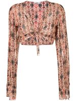 Amir Slama blouse crop à fleurs - Multicolore - thumbnail