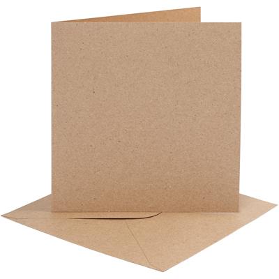 Creativ Company Kaarten en enveloppen, afmeting kaart 15,2x15,2 cm, afmeting envelop 16x16 cm, 230 gr, naturel, 4 set/ 1 doos
