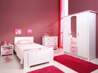 Complete slaapkamer ROBINSON 90x200 cm wit/roze 01 - thumbnail
