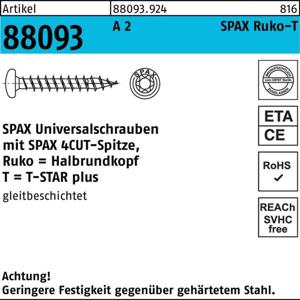 SPAX SPAX Ruko-T 880939249040045 Verzonken schroeven 4 mm 45 mm T-STAR plus RVS A2 200 stuk(s)